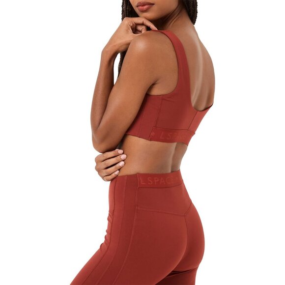 NWT $84 L*SPACE Comeback V-Front Medium Support Sports Bra Top Umber Rust XL - Picture 4 of 5